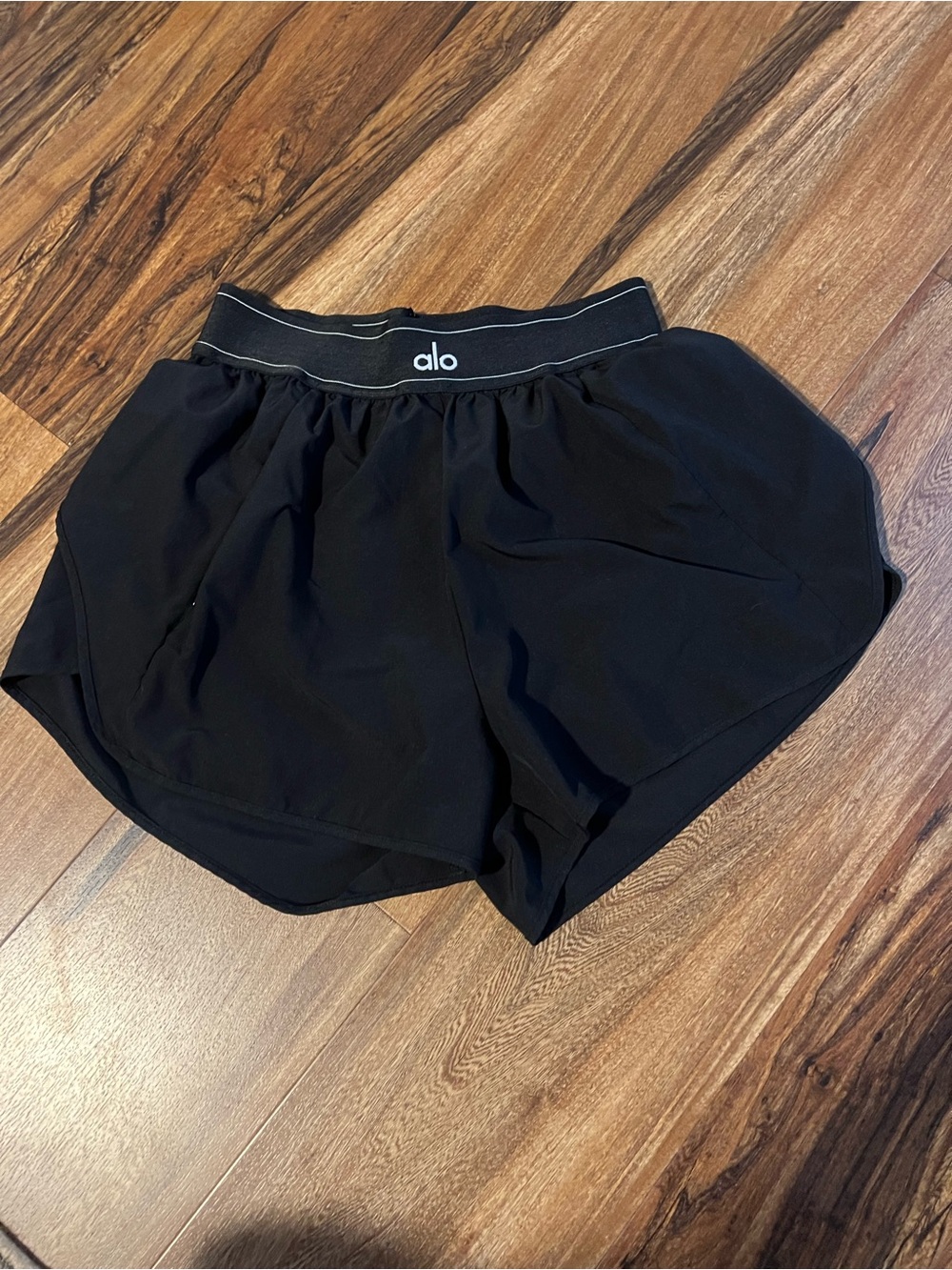 ALO Yoga Black Athletic Running Shorts with Branded Waistband